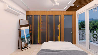 Wardrobe design  #WardrobeIdeas  #WardrobeDesigns  #glasswardrobe  #profilelight_  #glassshutters  #mirrorunit  #GlassMirror  #FlooringTiles