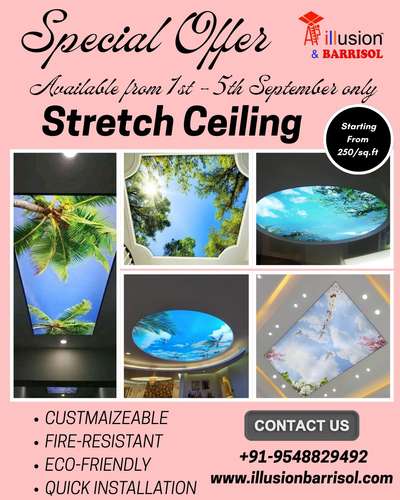 ✨ Imagine relaxing under the stars or gazing at soft clouds — all from the comfort of your home.
With our stretch ceilings, it’s not just décor… it’s a transformation. 💫
👉 Starting at just ₹250/sq.ft (offer valid 1st – 5th Sept only!)
Designed for your lifestyle:
✔️ Unique custom designs
✔️ Safe, eco-friendly & durable
✔️ Quick, hassle-free installation
Because your ceiling should feel as special as your home. 🏡✨
#StretchCeilings #HomeTransformation #EcoFriendlyDesign #CustomCeilings #InteriorInspiration #RelaxUnderTheStars #HassleFreeInstallation #CeilingDecor #HomeComfort #LuxuryDesign #InteriorGoals #HomeDecor #InteriorDesign #LuxuryLiving #CeilingArt #SpecialOffer #HomeImprovement #ModernDesign #DreamyInteriors #AffordableLuxury #moderndesigns #offer #luxurydesign #InteriorDesigner