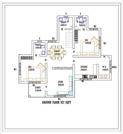 2 bedroom plan