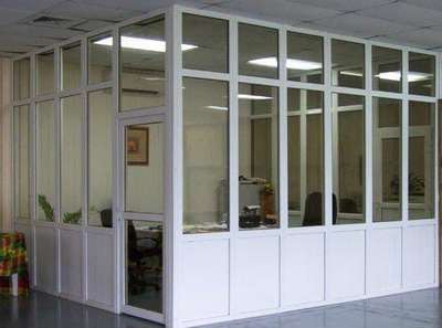 This aluminium partition work 250 rupaye per square feet with 5mm normal glass and ACP sheet