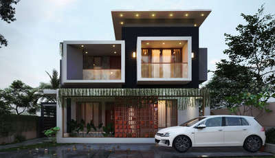 Project JEEVANAM

Jeevanam is a two-storey contemporary residence characterized by clean geometric forms, minimalist design, and balanced materials. The façade features box-shaped projections with white frames that create depth and visual interest, while the dark textured wall in the center adds contrast and highlights the upper floor.

The design reflects modern contemporary architecture focused on simplicity, natural light, greenery, and functional living spaces.

#traditionalhouse #keralahousedesign #3ddesign #housesofinstagram #ElevationHome  #HouseDesigns  #ContemporaryHouse  #KeralaStyleHouse