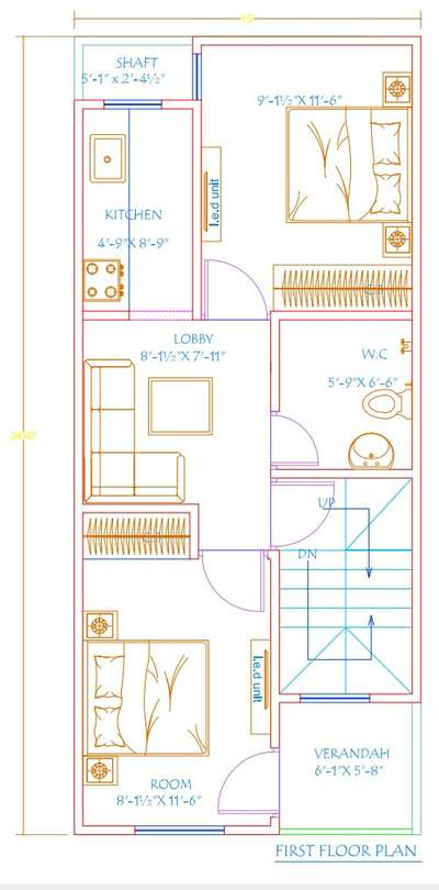 Sketch plan of 15'-0"x31'-0"
2 bhk