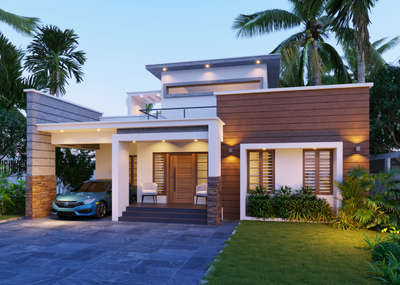 exterior design
1550 sqft 
 #exteriordesign
 #3ddesign
#ContemporaryHouse 
 #KeralaStyleHouse