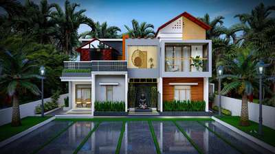 2375 sqft residential design  #nedumangad  #3delevations  #Architectural&Interior  #HouseConstruction  #ConstructionTools