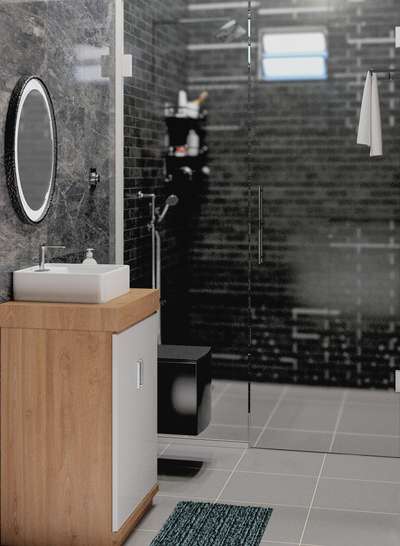 Bathroom design 🖤🤍
..follow for more 
if any enquiry call us
9037386734☎️
.
 #BathroomDesigns  #blacklove  #partion  #wetarea  #dryarea  #ledmirrors  #jaquar  #sanitarywares  #CelingLights  #glasspartation  #showerdrain  #Shower_Cubicle_Partition  #walltile  #washbasinDesign  #BathroomStorage  #wallmountcloset  #whitelove  #cupboard  #3dcasters  #3ddesigning  #sketup3d  #vrayrender  #Pathanamthitta  #site  #happycustomer  #alappuzha
