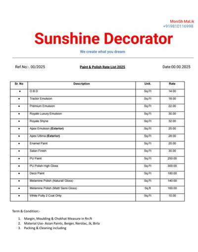 #OurRates  #ratelist  #rates  #WallPainting  #ratecard  #paintingonwall  #painters  #Painter  #paintershouse