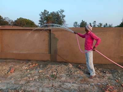 UP jall board work boundary wall plaster only cement & dust(sand) used not mixing jamuna sand