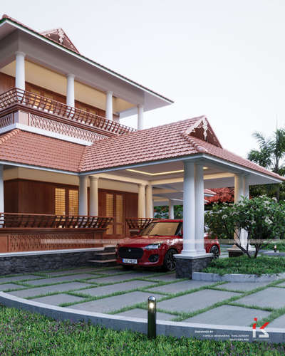 Kerala traditional type exterior elevation design 
#KeralaStyleHouse #keralastyle #keralatraditionalmural #keralatraditionalmural #kerala_architecture #keralahomeinterior #keralahomeinterior #keralahomedesignz #ElevationHome #ElevationDesign #online_architect_elevation