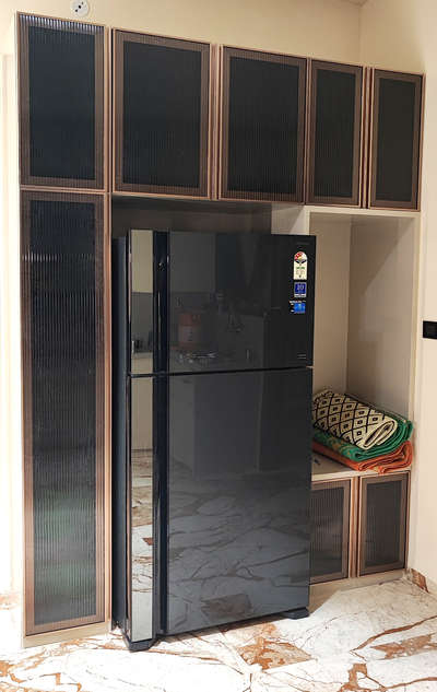 rosegold profile hydraulic flap doors with flueted glass.  #profilegates  #GlassDoors  #glasswork  #designerglasses