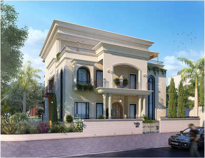 villa exterior view.#3d