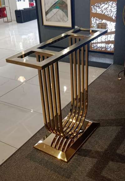 SS with pvd gold finish console table without top.