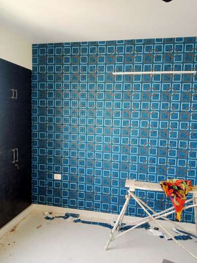 wooden work and wallpaper