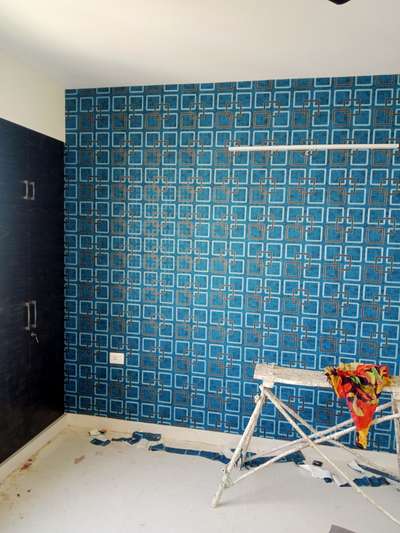 wooden work and wallpaper