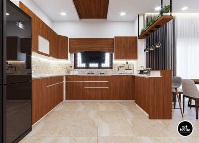 wooden finish modular kitchen  #KitchenIdeas  #ModularKitchen  #Plywood  #KitchenCabinet   #moderinteriors
