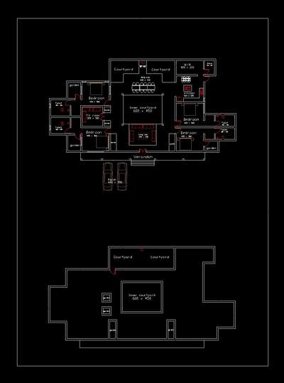 Single floor plan with inner courtyard.