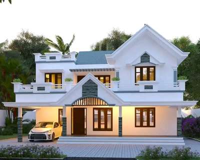 3D| Kerala homes| semicontemporary homes| elevation| house