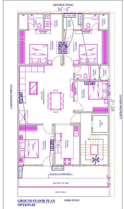 Sketch plan of 30'X60'
4bhk