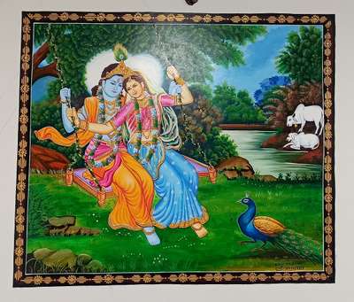 Radhakrishna Painting(Size-4×4feet)Contact-9649418819