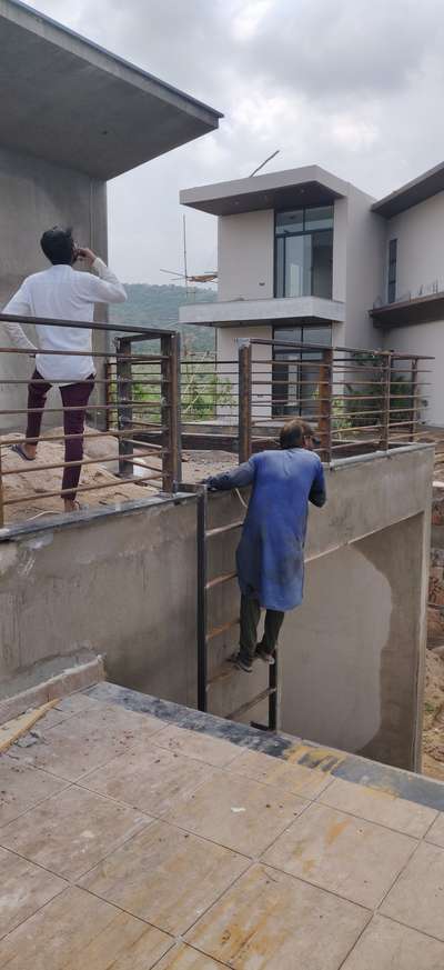 pool side view railing in a farm  #mangalam #maplewoods