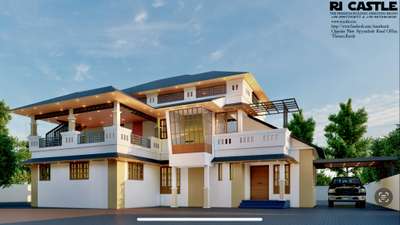 Our new design @Amala, Thrissur - 4 Bedroom house , 2800.0 sq.ft #slopedroofdesign  #SlopingRoofHouse  #slopedroofelevation