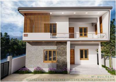 3D elevation of 1800sqft 4bhk residence.