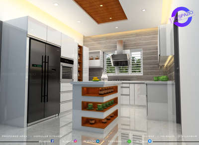 white clolour theme modular kitchen. Designed for Mr. sajid @ Nilambur