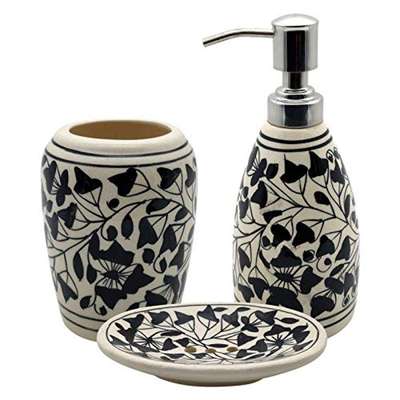 FARKRAFT Handmade Ceramic Bathroom Accessories Set-Soap Dish, Liquid Dispenser, Toothbrush Holder Set, Best for Gifting, Made in India - Black
#interior #decor #ideas #home #interiordesign #indian #colourful#gift#holder#accessories #decorshopping