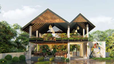 Proposed Restaurant @ Varkala, Thiruvananthapuram  #architecturedesigns #keralastyle #Designs #restaurant