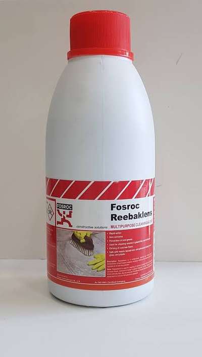 *Fosroc Reebaklens*
Reebaklens is  used  for cleanig ceramic and glazed bathroom tiles, fittings and concrete floors, removal of mortar and plaster droppings on floor, fungus on wirecut bricks and clay tiles. Also removal of hardened concrete from tools, implements and machinery, rust and mill scale from steel work.