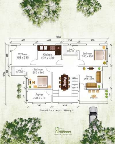 Ground floor plan✨

•area : 1580 sq.ft
•sitout
•living
•2 Bedrooms with toilets attached
•Dining
•prayer room
•kitchen
•work area

 #CivilEngineer #FloorPlans #homeplanners #2DPlans #HouseDesigns #KeralaStyleHouse #HouseConstruction #HouseRenovation #HouseDesigns #3d #sirajdesignstudio #renderlovers