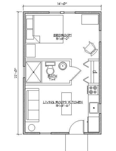 single room with kitchen, small resort plan, marasala interiors