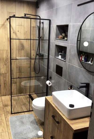 black nd wooden matching design small size bathroom.. #smallbathroomdesign  #vairal  #tending  plz fallow 🙏