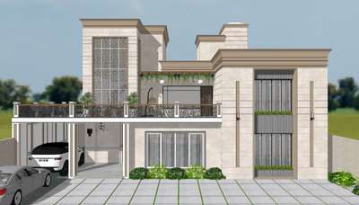 The modern neoclassical house design.
