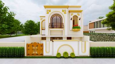 Classical 3D House elevation design by Mejahaus Architects
 #HouseDesigns #ElevationDesign #architecturedesigns #classicstylehouse #3Delevation  #houseexterior