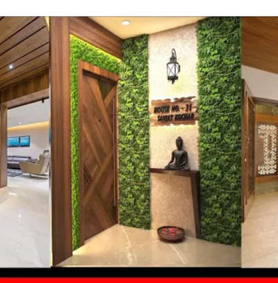 1285sqf home interior Designe with  fall celling modular kitchen