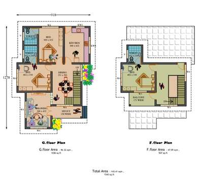 south facing house plannn.... #1543 sqft.....3 attached bedroom.... #61 kole chuttu.... # # #