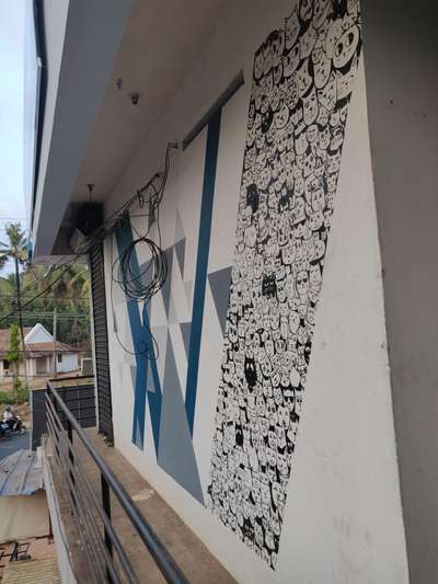 Commercial Project Exterior at Attingal  #commercialproject  #exteriorart  #WallPainting  #artwork  #paintingonwall  #wallartwork