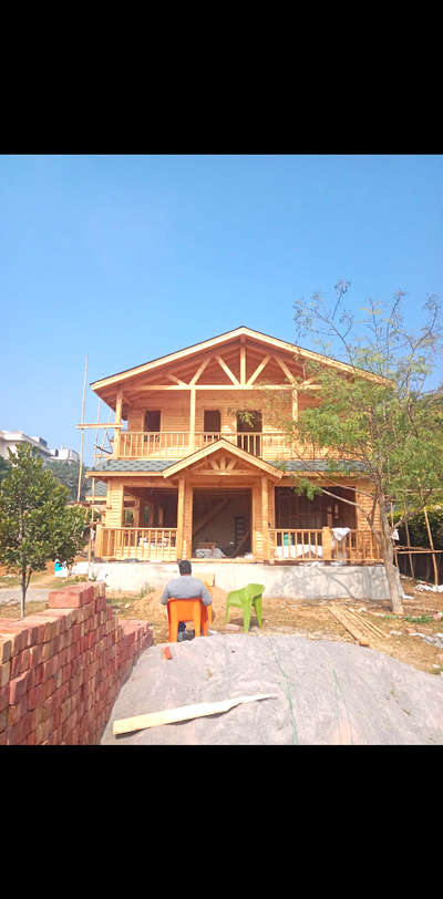 Wooden House Under Construction Project 
#woodenhouse #woodenhouses #kolopost #kolohindi #Architectural&Interior #woodendesign