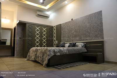 Gray color theme bedroom.