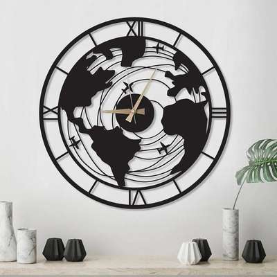 #Metal wall clock with black coating 24" round#9582392616#mdotinterior#