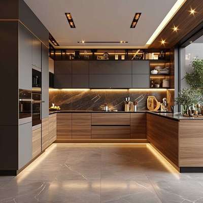 luxury kitchen design #LargeKitchen  #LShapeKitchen  #ushapekitchen  #WoodenKitchen  #ModularKitchen  #KitchenLighting