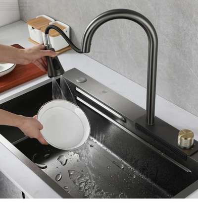 Fountain waterfall kitchen sink.  #KitchenTable  #kitchensink  #ModularKitchen  #sink  #KitchenInterior