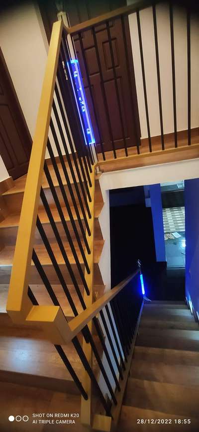 handrails with glass light master post. area Thrissur mundathicode. contact 9946577430
