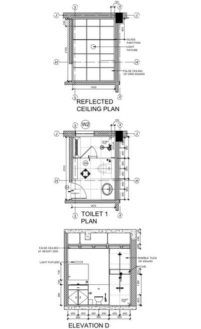 Toilet and powder room plan and elevation. #FloorPlans #toilet #autocad