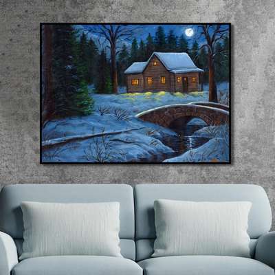 Moonlight Cottage Oil Painting

#InteriorDesigner #oilpainting #art  #WallDecors