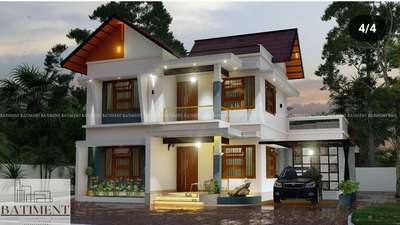 #HouseDesigns #HomeDecor #architecturedesigns #KeralaStyleHouse #slopedroof #homedesigne #semi_contemporary_home_design