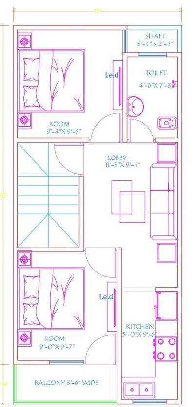 sketch plan of 15'-0"x30'-0"
2 bhk