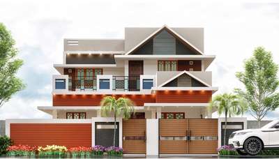 3D elevation - Proposal of a New  House at Vaikom