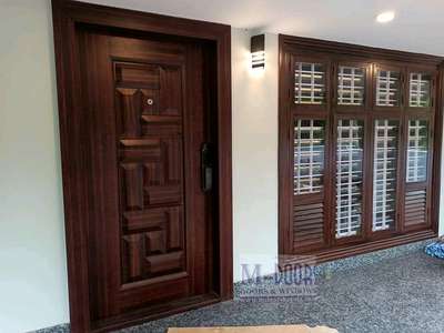 High quality steel door 
completed work at pattikkad Thrissur #steeldoors #SteelWindows #TATA_STEEL #steelstructure #GlassDoors #FrontDoor #DoubleDoor