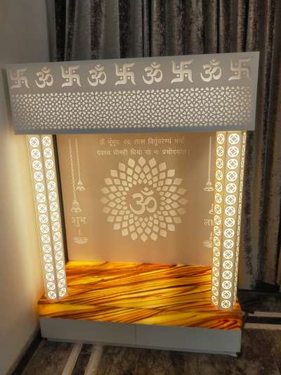 corian mandir with backlight #om mandir #mandir  #corian mandir #